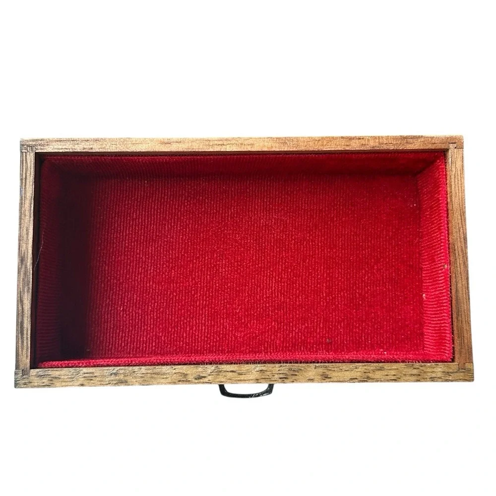VTG Japanese Musical Jewelry Box 8‎ Inch Stained Wood Hidden Drawer Works Video